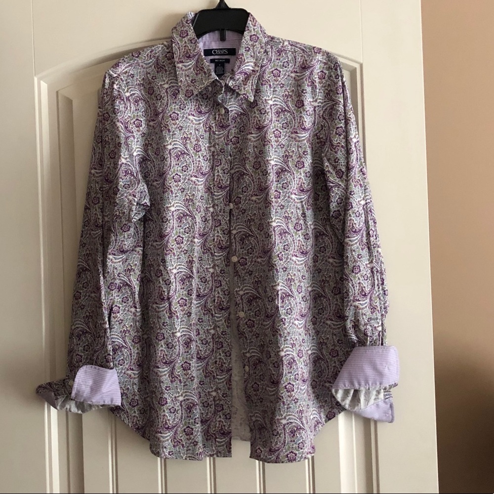 Chaps Ladies Paisley Button Up Wester Shirt - No Iron
